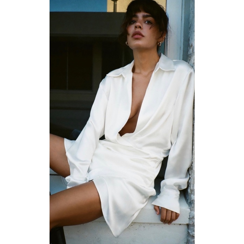 Zara white short satin effect dress BRAND NEW